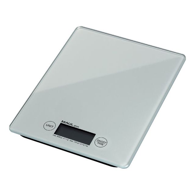 MAUL - Briefweger Gloss tot 5000 gram wit glazen plateau incl.batterij