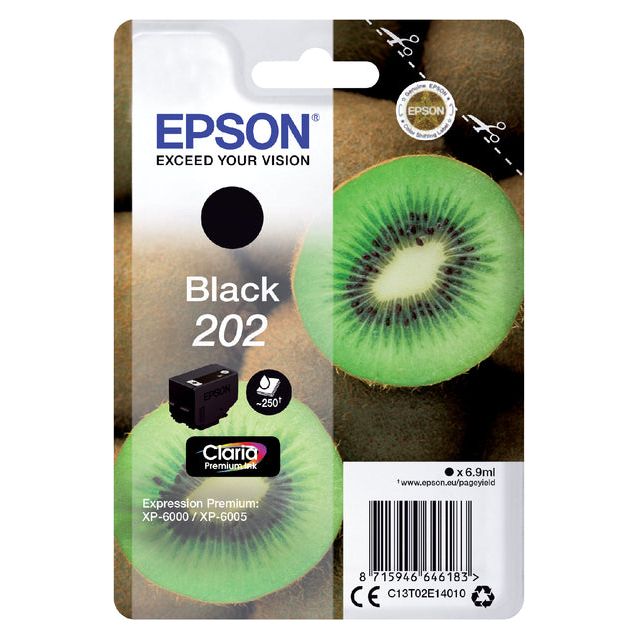 EPSON - Cartridge à l'encre 202, 250 pages, OEM C13T02E14010, noir