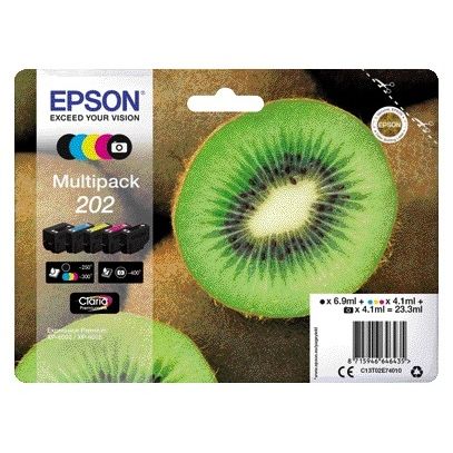 Epson - Tintenpatrone 202 T02E74 Schwarz + 3 Farben + Fotoschwarz | 5 Stück