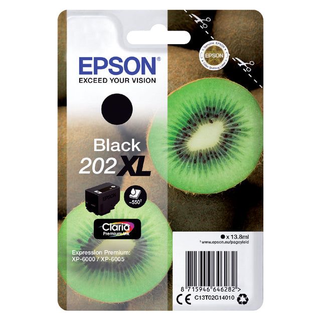 EPSON - Cartridge à encre 202xl, 550 pages, OEM C13T02G14010, noir