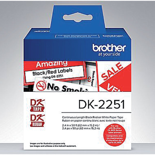 Brother-Babel DK-22251 62mm 15 mètres noir / rouge