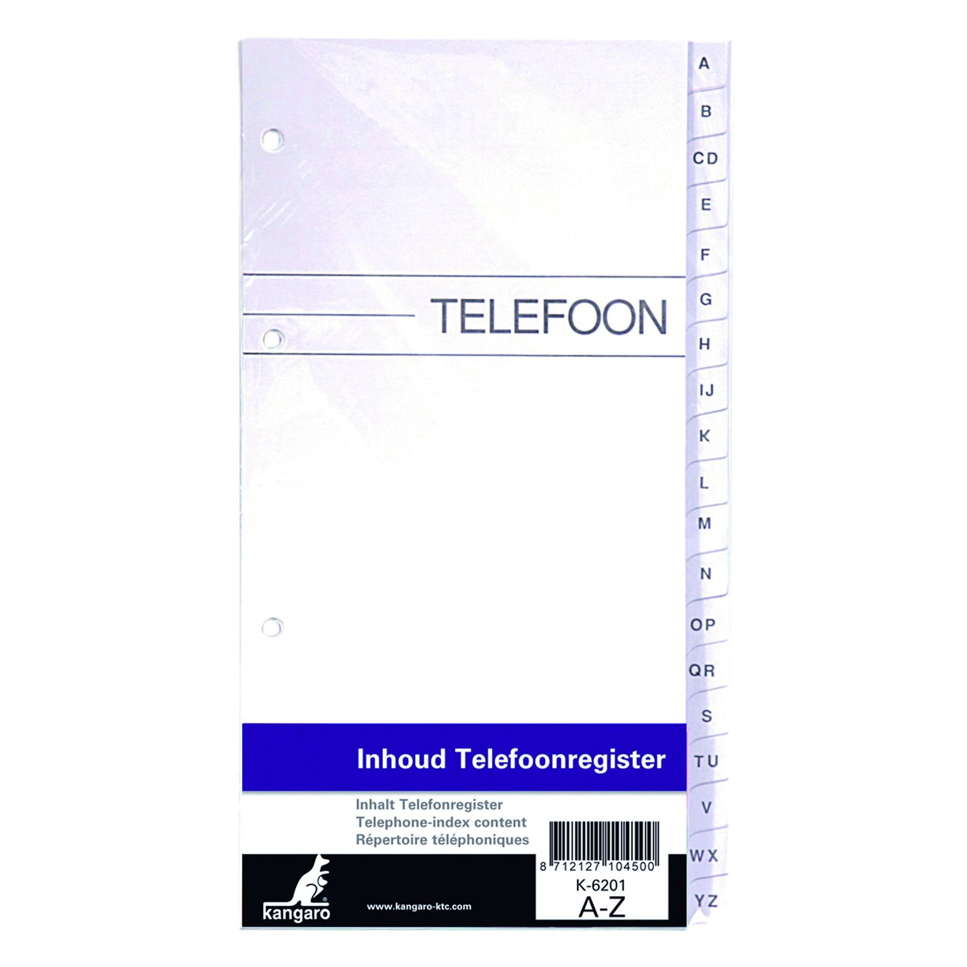 Kangaro - Recambio para álbum de teléfono A-Z 200x100mm 4 anillas