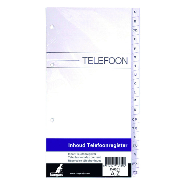 Kangaro - Recharge album téléphone A-Z 200x100mm 4 anneaux
