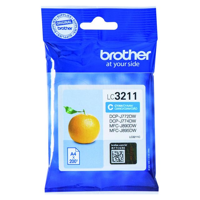 Brother - inktcartridge, 200 pagina's, OEM LC-3211C, cyaan