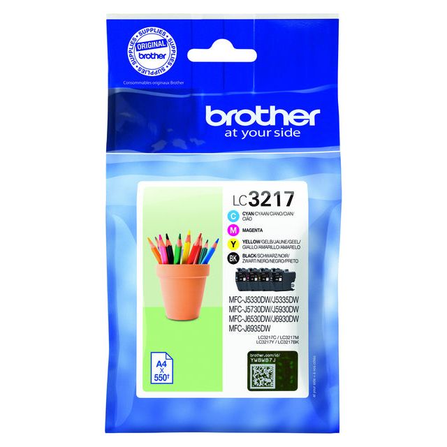 Bruder - Inkcartridge Bruder LC -3217 Schwarz + 3 Farben | Box ein 4 Stück