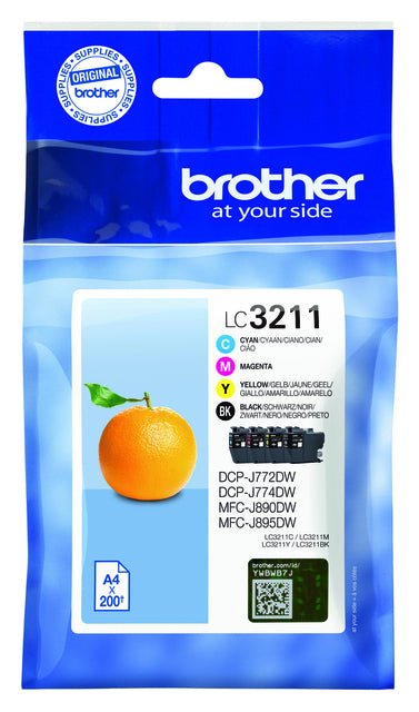 Bruder - Inkcartridge Bruder LC -3211 Schwarz + 3 Farben | Box ein 4 Stück