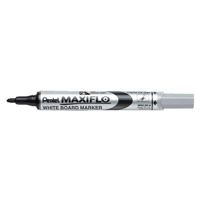 Pentel -  Whiteboardmarker MWL5S Maxiflo rond 1mm zwart | 12 stuks