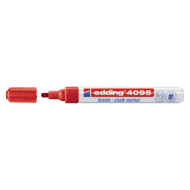 Edding - Chalkstift edding 4095 environ 2-3 mm rouge | Boîte extérieure une pièce de 10