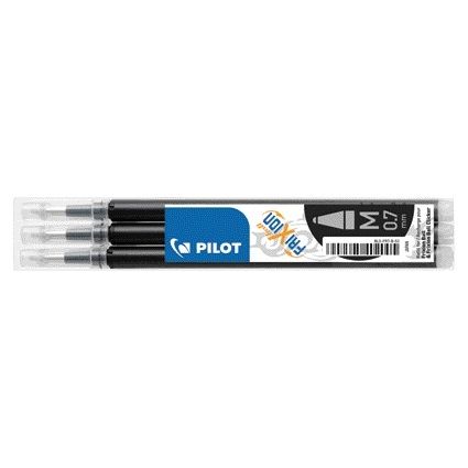 Pilot - Recambio para bolígrafo roller friXion medium negro, juego de 3 piezas