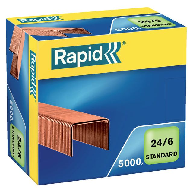 Rapid - Staples 24/6 Kupfer Standard 5000st | Schachtel mit 5000 Stück