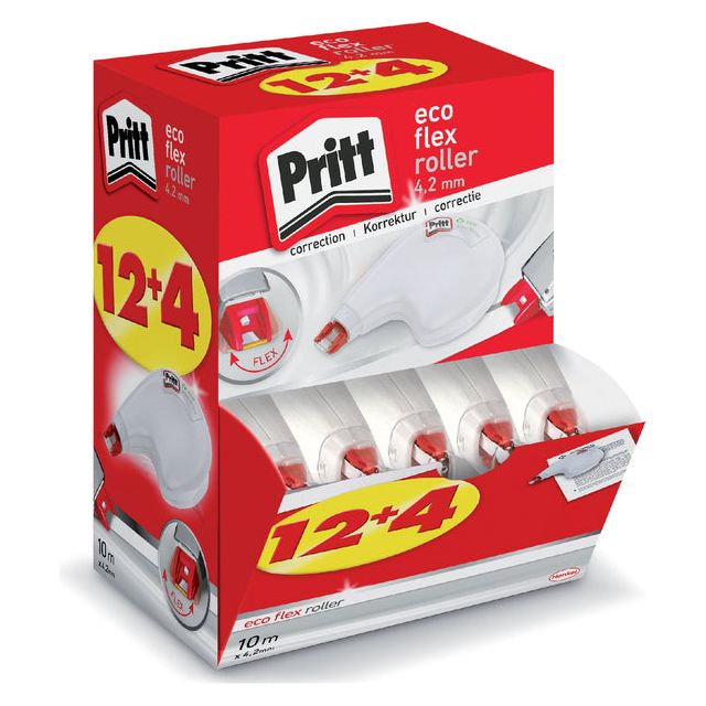 Pritt - correctieroller Eco Flex, value pack met 12+4 stuks