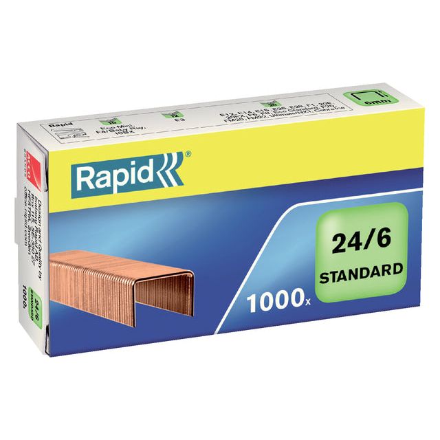 Rapid - agrafes 24/6 standard en cuivre 1000st | Emballez un 1000 pièces | 20 morceaux