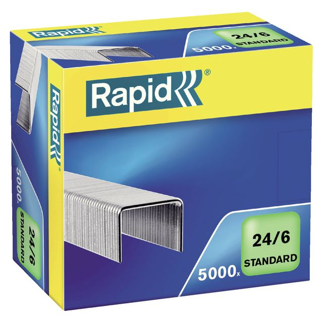 Rapid - Staples 24/6 Galvanisé Standard 5000st | Encadré une pièce de 5000 | 10 morceaux