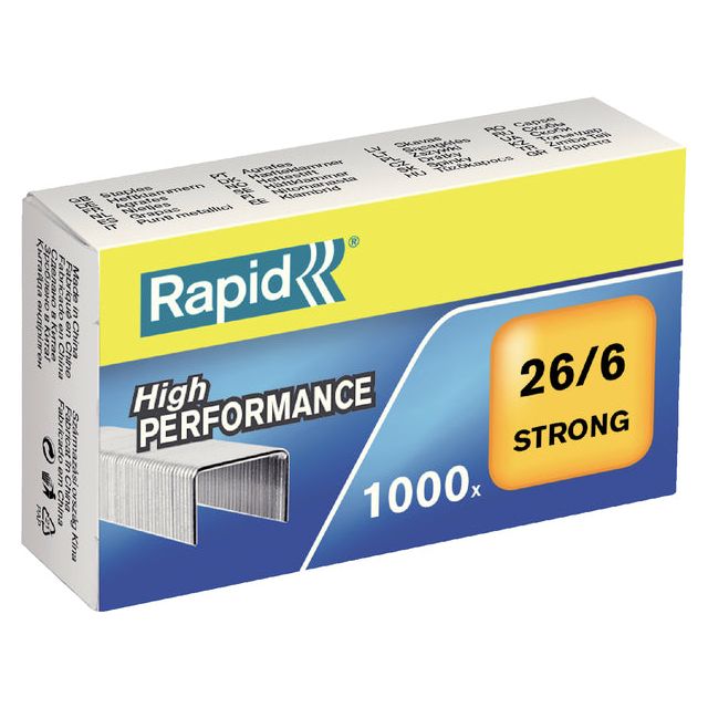 Rapid - Staples 26/6 Galv Strong 1000st | Afficher une pièce de 10 boîtes x 1000