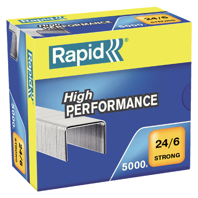 Rapid - Staples 24/6 verzinkt stark 5000st | Box A 5000 Stück | 5 Stücke