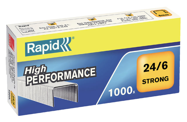 Rapid - Staples 24/6 galvanisé fort 1000st | Afficher une pièce de 10 boîtes x 1000