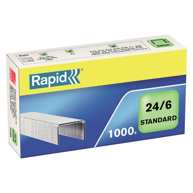 Rapid - Staples 24/6 Galvanisé Standard 1000st | Emballez un 1000 pièces | 20 morceaux