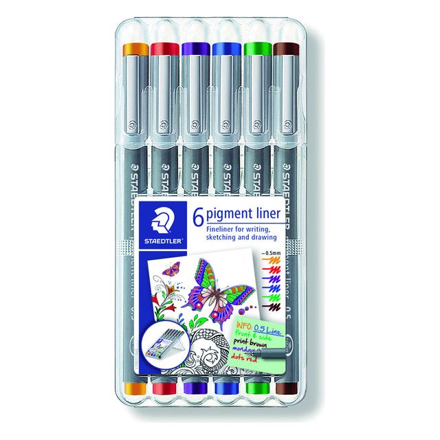 Staedtler - Fineliner Pigment 308 0,5 mm 6 St Arsch | Setzen Sie ein 6 Stück