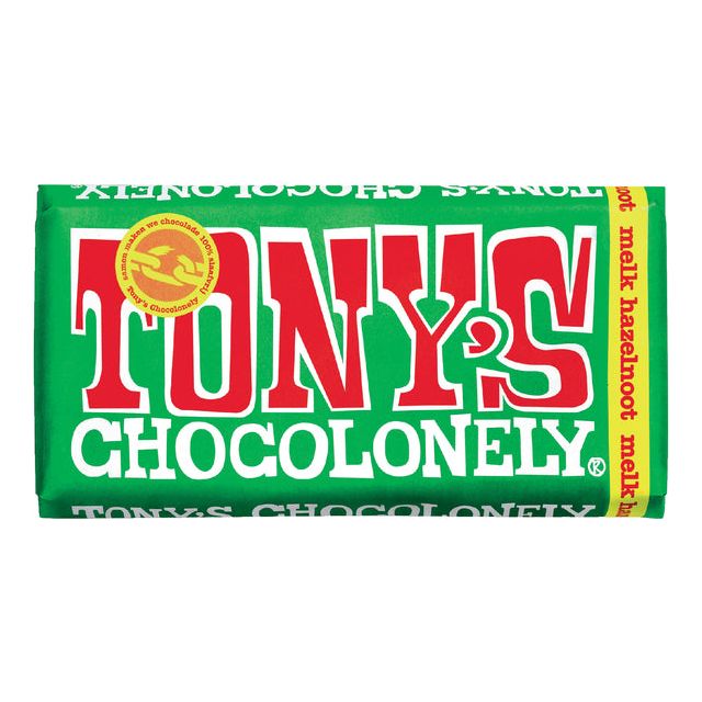 Tony's Chocolonely - Chocolate Tony Chocoonely Milk Hazelnt Bar 180GR | Morceau de 180 grammes