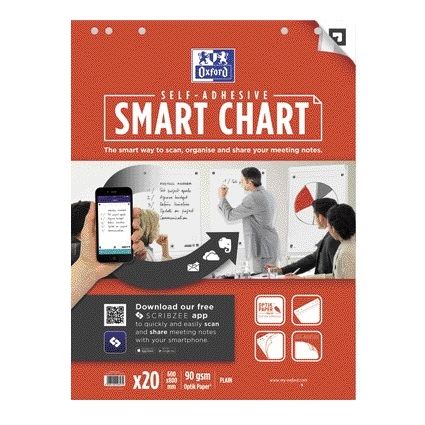 Oxford - Flipchart-Papier Smart 60x80cm selbstklebend blanko 90gr 20 Blatt | 3 Stück