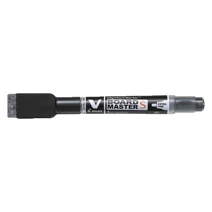 Pilot - Pennarello per lavagna bianca con gomma rotonda extra fine nero | 10 pezzi