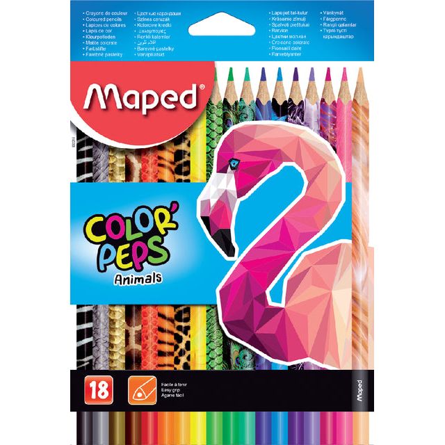 Mappé - Colord Crayed Maped Color'Pepps Animals Set 18st | Blister une pièce de 18