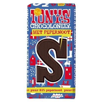 Tony's Chocolonely -  Chocoladeletter tony chocolonely puur pepern s