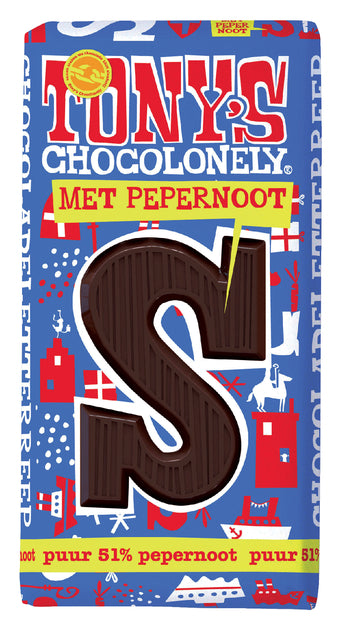 Tony's Chocolonely - Chocoladeletter tony chocolonely puur pepern s