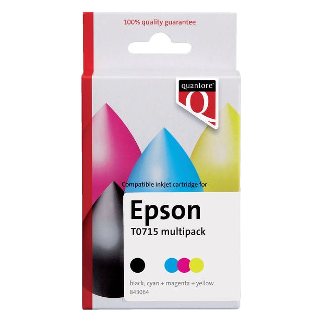 Quantore - Inkcartridge EPSON T071540 Schwarz Farbe | 4 Stück | 12 Stücke