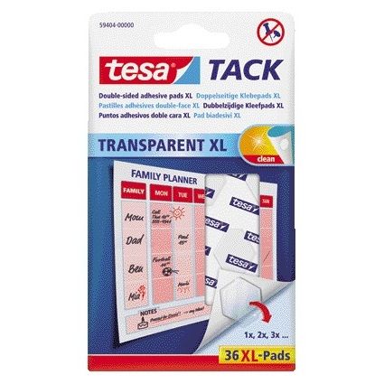 Tesa - Adhesive pads ® TACK double-sided transparent XL 36 pieces