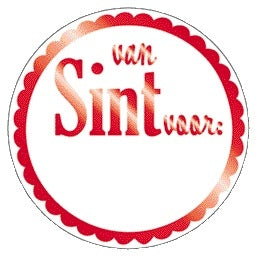 Haza -  Sticker  van sint voor rond rood/wit