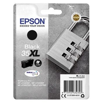 Epson -  Padlock Singlepack Black 35XL DURABrite Ultra Ink