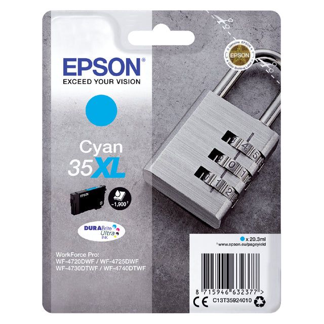 Epson - inktcartridge 35XL, 20,3 ml, OEM C13T35924010, cyaan