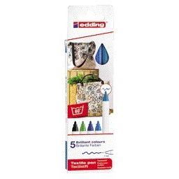 Edding - Textile marker 4600 round 1mm cool assorted 5 pieces