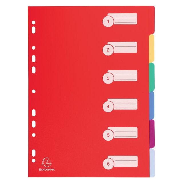 Exacompta - Tabbladen 225x297mm 11-gaats 6-delig assorti PP | 25 stuks