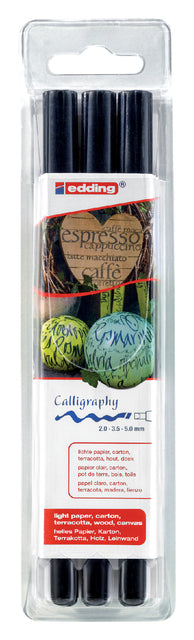 Edding-calligraphie edding 1255 2.0-3.5-5.0 mm noir | Blister un 3 pièces