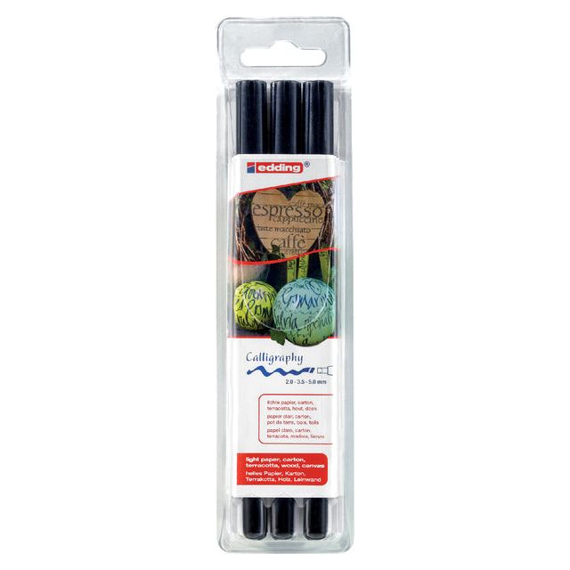 Edding-calligraphie edding 1255 2.0-3.5-5.0 mm noir | Blister un 3 pièces