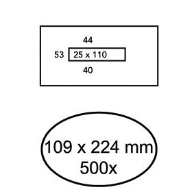 Quantore - Envelope 109x224mm center window 25x110mm 500 pieces
