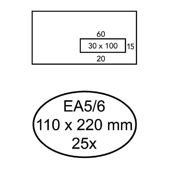 Quantore - Umschlagfenster VR EA5/6 110x220 80gr ZK | Packen Sie ein 25 -Stück | 40 Stücke