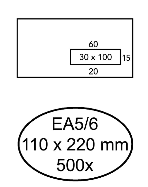 Quantor - umhüllt 110x220mm Fenster 3x10 cm rechts 500 Teile