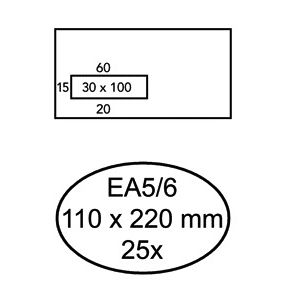 Quantore - Envelope 110x220mm window 3x10cm left self-adhesive 25 pieces