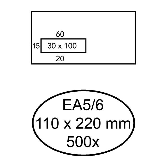 Quantore - Umschlagfenster EA5/6 VL30 ZK 80GR WT | Box ein 500 Stück