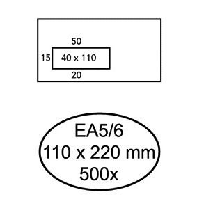 Quantore - Envelope 110x220mm window 4x11cm left self-adhesive 500 pieces