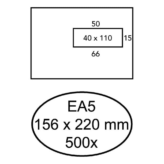 Hermes - Envelop EA5 156x220mm venster 4x11 rechts zelfkl 500st