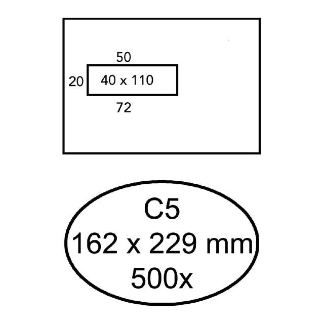 Quantore - Umschlagfenster C5 VL40 ZK 80GR WT | Box ein 500 Stück