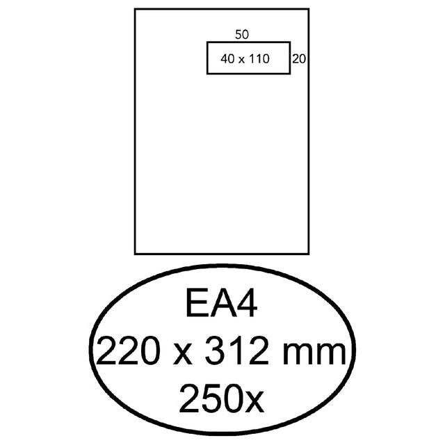 Hermes - Envelop akte EA4 220x312mm venster 4x11 rechts zelfkl 250st