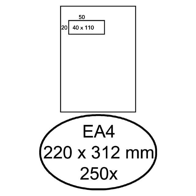 Hermes - Envelop akte EA4 220x312mm venster 4x11 links zelfkl 250st