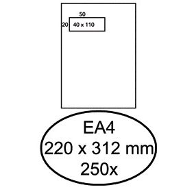 Hermes - Busta atto EA4 220x312mm finestra sinistra 4x11cm autoadesiva scatola bianca da 250 pezzi