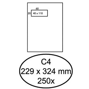 Quantore -  Envelop 229x324mm venster 4x11cm links zelfklevend 250 stuks