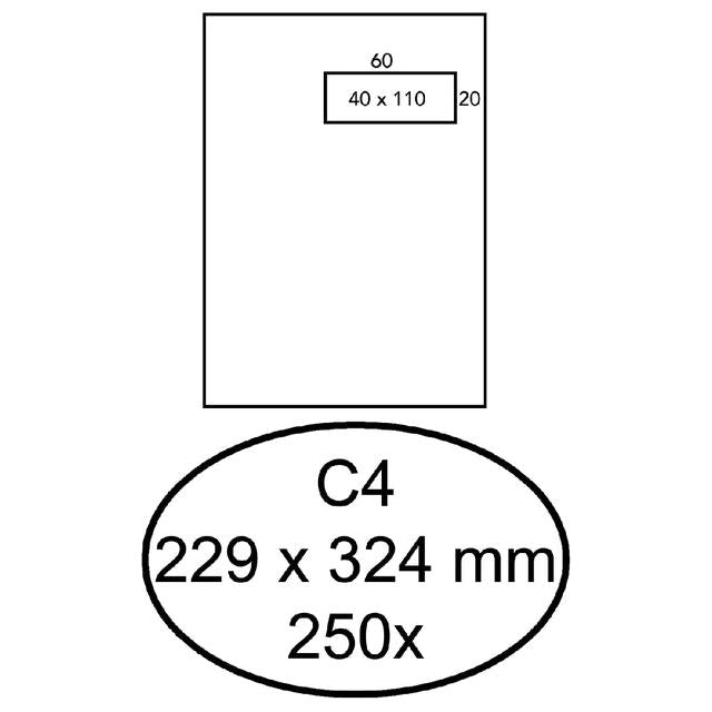 Quantore - Umschlagfenster C4 ZK 120gr Wt | Box ein 250 Stück